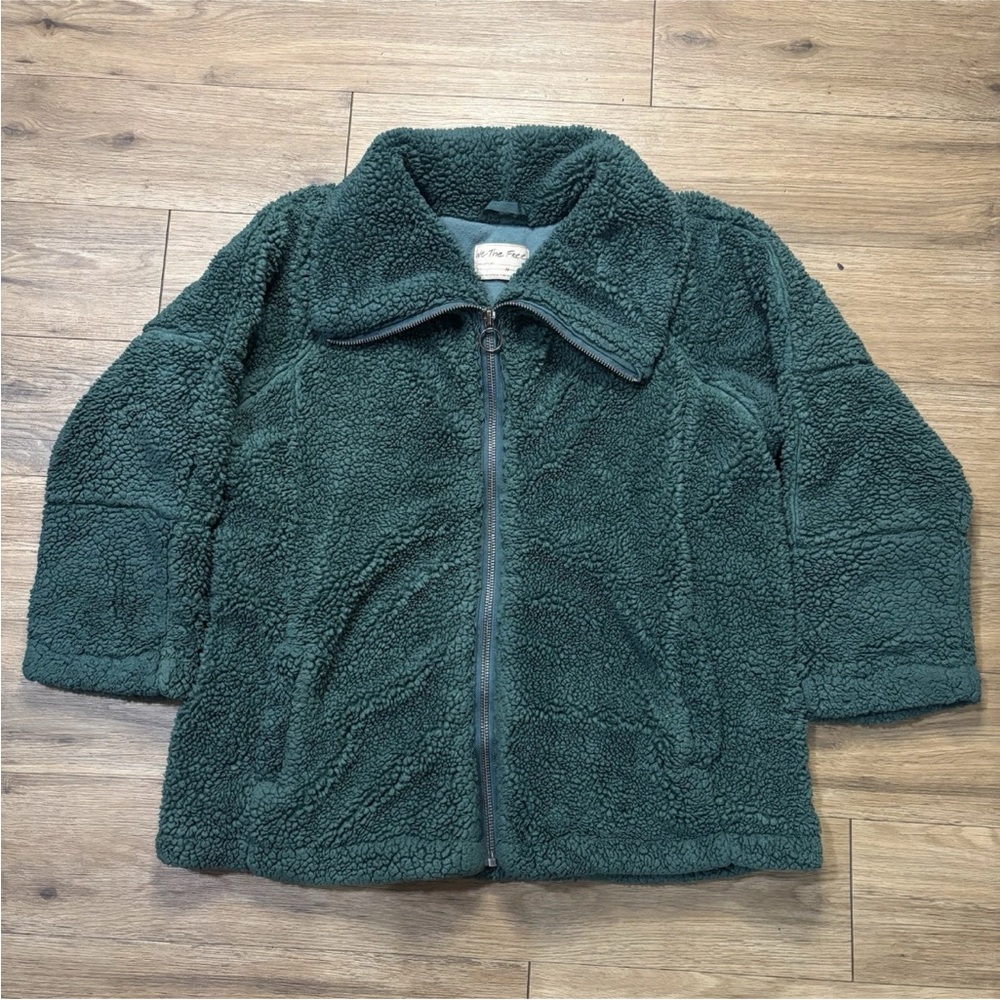 Free People Raya Cozy Coat Oversize Faux Fur Fluffy Jacket, Deep Green Medium